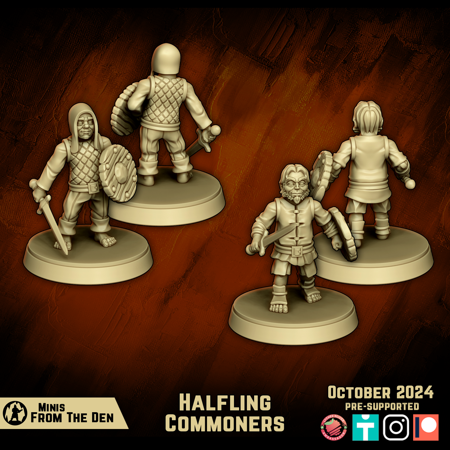 Halfling Commoners with Sword and Shield